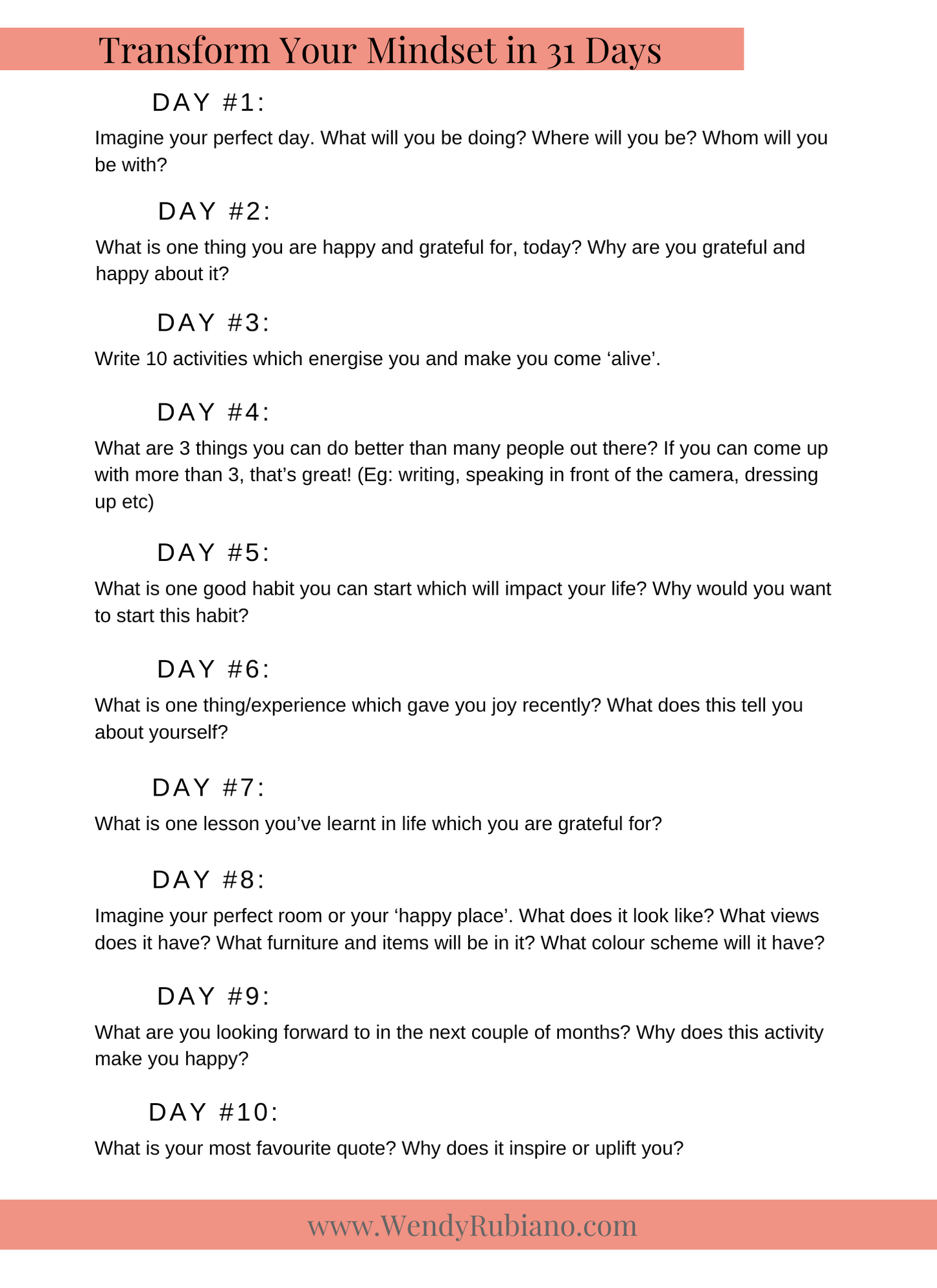 31 Days to a Positive Mindset